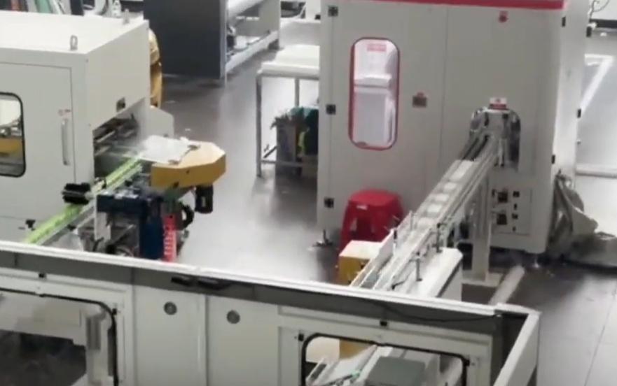 Fully automatic cartoning machine for facial tissue video